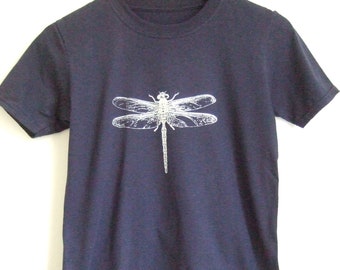 Dragonfly niños Camiseta plateada dragonfly estampado azul marino algodón tee tamaño grande 9-11 años unisex girls tee