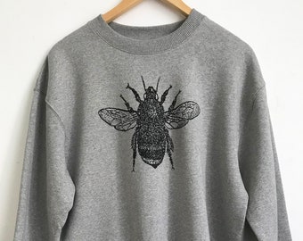 Bee Women's organic cotton sweatshirt melange grey ethical sweatshirt warm jumper