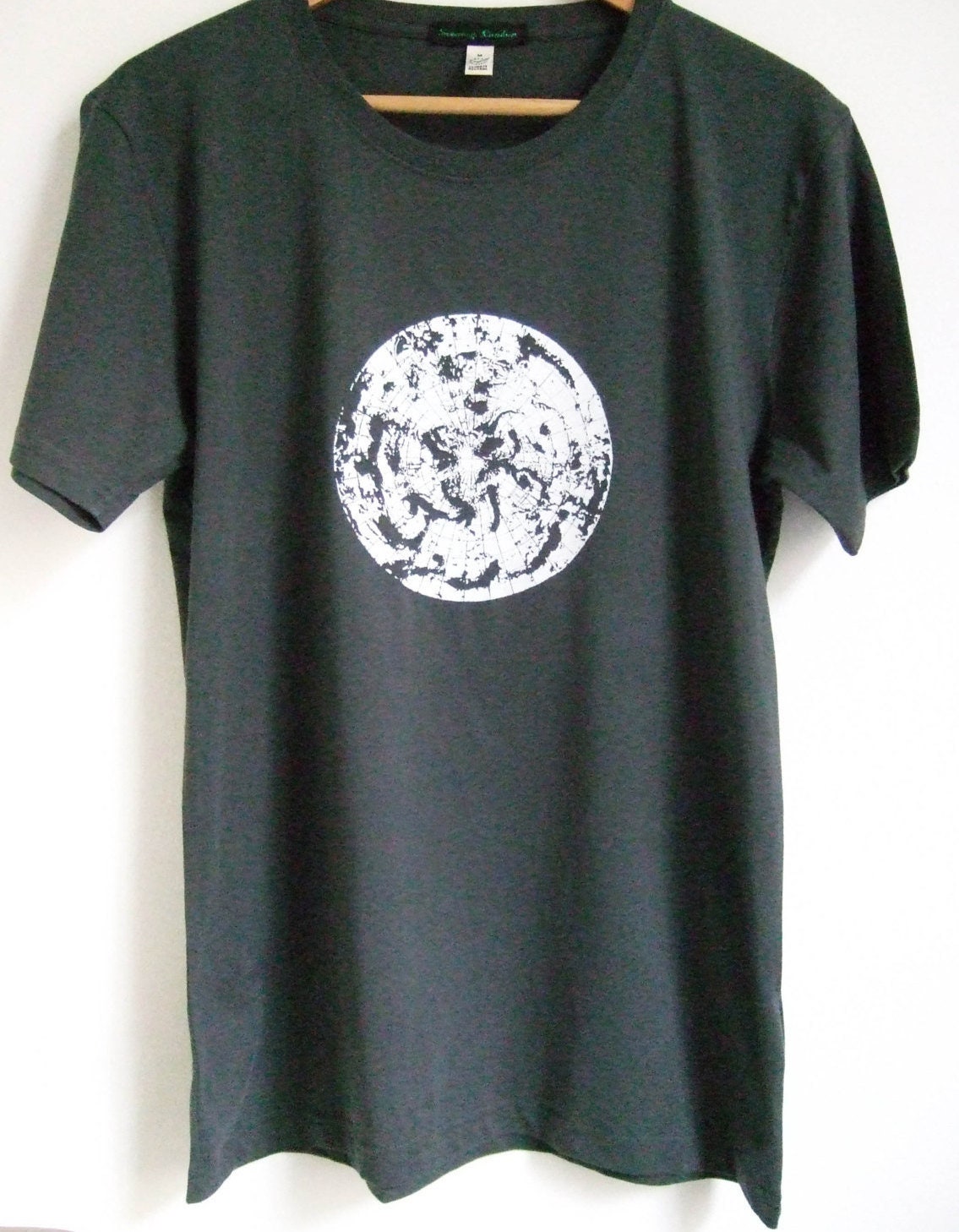 Image of Polar Circle Mens Organic Cotton T Shirt Dark Grey Climate Print Polar Circle