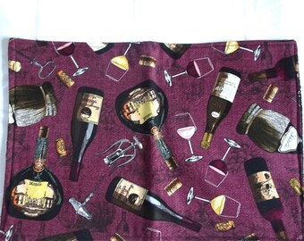 Wine Motif on a Burgundy Background Dish Mat
