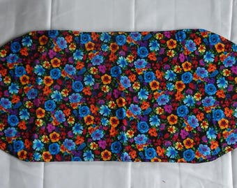 Small Runner - Bright Floral Print on Black Background