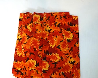 Napkins - Fall Orange Leaf Print - Set of 4
