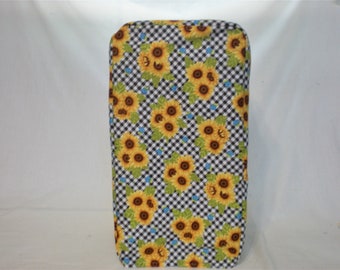 Blender Cover - Sunflowers on a Black Gingham Background - Appliance Cover