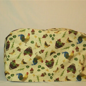 Toaster Oven Cover - Rooster Farm Print on a Beige Background - Appliance Cover