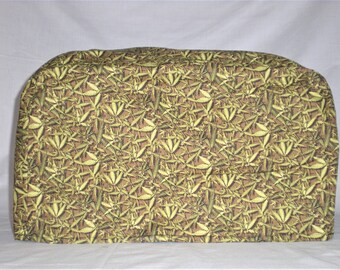 Toaster Oven Cover - Green Forest Leaves on a Brown Background - Appliance Cover