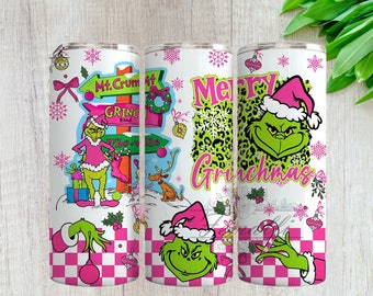 Grinchmas 20 oz Skinny Tumbler Wrap PNG, Grinchmas Tumbler Design, Christmas Collage Tumbler Wrap, Grinchmas Tumbler Design For Sublimation