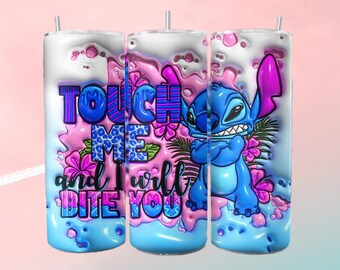 Stitch Tumbler PNG, Stitch Tumbler Wraps, 20oz Skinny Sublimation, Puffy Stitch Design Sublimation, Cartoon Tumbler PNG, Stitch tumbler wrap