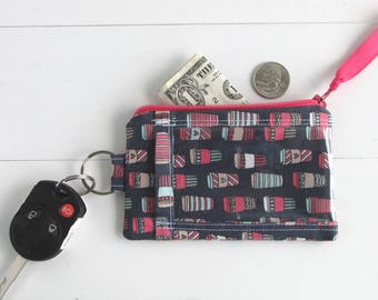 Keychain ID Wallet, Coffee Cup Fabric, Teacher Gift