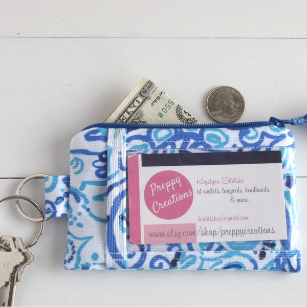 ID Holder Wallet, Keychain Wallet ID, Slim Wallet Women, LIlly Pulitzer Fabric