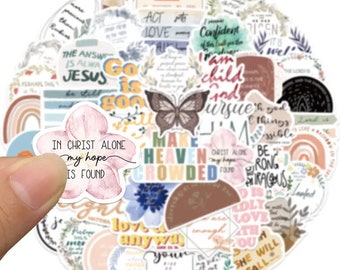 Waterproof Bible Verse Stickers: Christian Laptop Decals (50 pc)