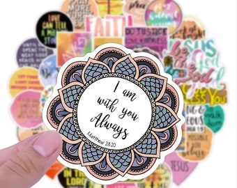 Biblical Bliss: 50pcs Bible Stickers and Jesus Decals for Notebooks, Water Bottles, and Luggage