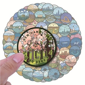 50pcs Distinctive State Stickers – Ideal for Travel Enthusiasts, Adventurers, and Creative Scrapbooking