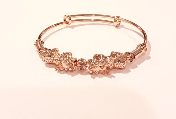 Rosetone Bangle Bracelet Rose Gold Color 7.5" Fen… - image 1