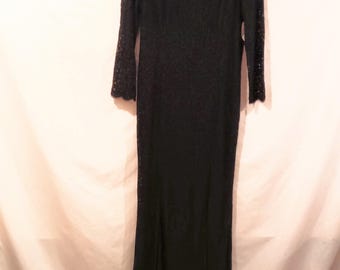 Adrianna Papell Vintage Black Floral Maxi Dress, Size 14