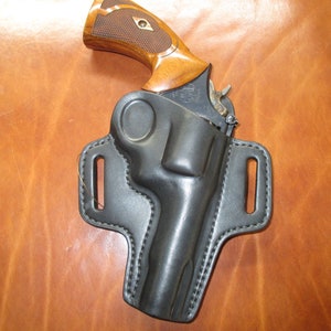S&W 17 48 66 RIA M200 4 Inch OWB Pancake Holster Black Leather Right Hand Hammer Guard #k4 pr15 blk c004 1-24