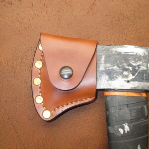 Hand Axe Sheath Protector Condom Brown Leather Handmade USA #axe cover brn 4-25