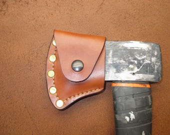 Hand Axe Sheath Protector Condom Brown Leather Handmade USA #axe cover brn 4-25