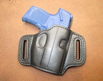 Sig P365 Foxtrot OWB Pancake Holster Black Leather Lined Right #p365ft pr15 blk s003 5-23