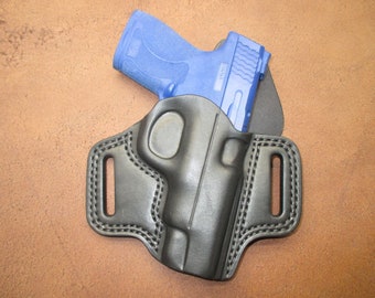 S&W Shield 9/40 4" Red Dot OWB Pancake Holster Black Leather Right  #shld4 pr13 blkb001 10-22