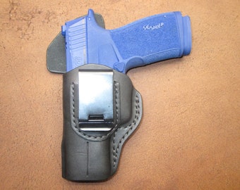 Sig P365X Macro Red Dot OWB Pancake Holster Black Leather Left #p365mo il0 blk a001 8-23