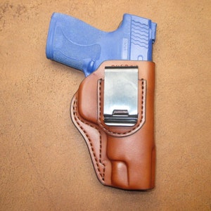 Shield 9 2.0 4 Inch IWB Clip On Holster Brown Leather Right Hand Comfort Guard US Veteran Made #shld94 ir0 brn a002 5-23