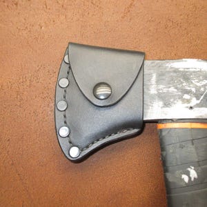Hand Axe Sheath Protector Condom Black Leather Handmade USA #axe cover blk 4-25