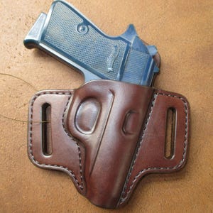 Walther PPK/S OWB Pancake Belt Holster Brown Leather Right Hand US Veteran Made #ppks pr15 hbrn c010 2-25