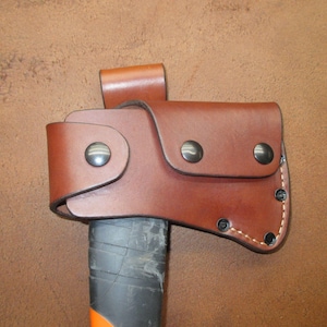 Hand Axe Sheath Holster Carrier Brown Leather Handmade USA #axe sheath hbrn c001 4-25