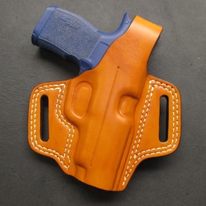 Sig P365XL OWB Pancake Holster Russet Leather Right Hand Safety Double Stitched #p365xl pr15 rus a005 8-22