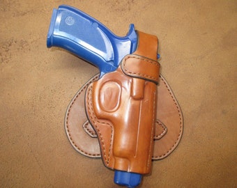 CZ 75B Compact OWB Paddle Holster Brown Leather Right #75bc pa15 brn c001 4-24