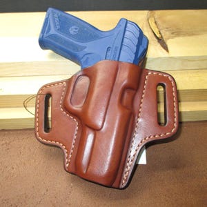 Ruger Security 9 OWB Pancake Holster Brown Leather Right Hand USA Made #sec9 pr15 brn b002 10-24