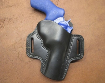Ruger GP-100 4 Inch OWB Pancake Holster Black Leather Right #gp1004 pr15 blk 4-24