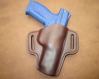 Handmade Leather Pancake Holster: Ruger American Duty 45, Right Hand