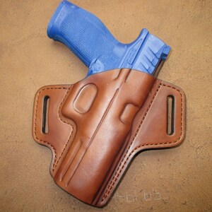 Walther PDP 9 4-1/2&quot; OWB Pancake Holster Brown Leather Right Hand Comfort Guard Made in the USA #pdp945 pr25 brn c002 2-23
