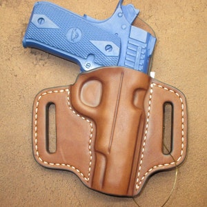 Rock Island Armory Baby Rock OWB Pancake Holster Brown Leather Right Hand Slide Guard US Made #bbyr pr10 brn c004 7-23