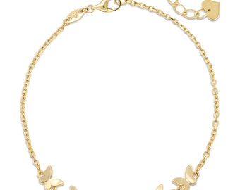 DEVATA 14K Gold Butterfly Chain Bracelet Women 6.5 in adj to 7.5 in BRHY8526CL, Approx. 3 grams