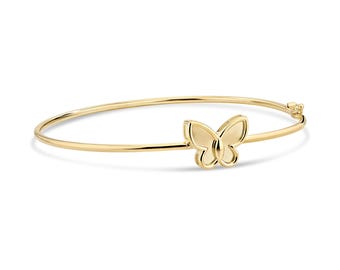 14K Gold Butterfly Bangle Bracelet