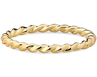 14K Solid Gold Twisted Rope Ring
