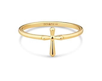 14K Gold Cross Ring