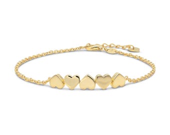 14K Gold Heart Chain Bracelet
