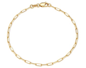 14K Gold Paperclip Chain Bracelet