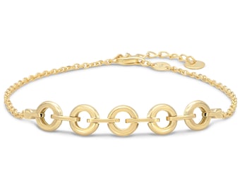 DEVATA 14K Gold Cable Link Chain Bracelet Women 6.5 in adj to 7.5 in DRHY8155CL, Approx. 3.5 grams