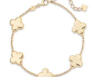 14K Gold Clover Chain Bracelet