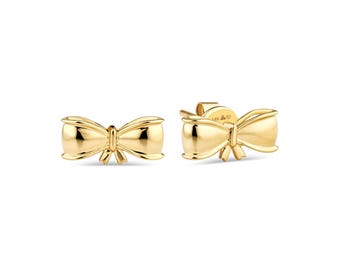 14K Gold Bow Stud Earrings