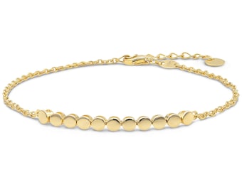 DEVATA 14K Gold Round Link Chain Bracelet Women 6.5 in adj to 7.5 in DRHY8175CL, Approx. 2.6 grams