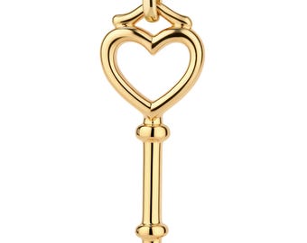 14K Gold Key Heart Pendant