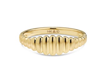 14K Gold Ribbed Ring