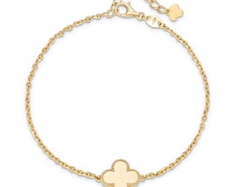 14K Gold Clover Chain Bracelet