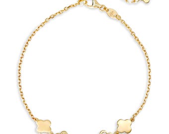DEVATA 14K Gold Clover Chain Bracelet