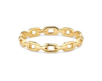 14K Gold Cable Link Band Ring